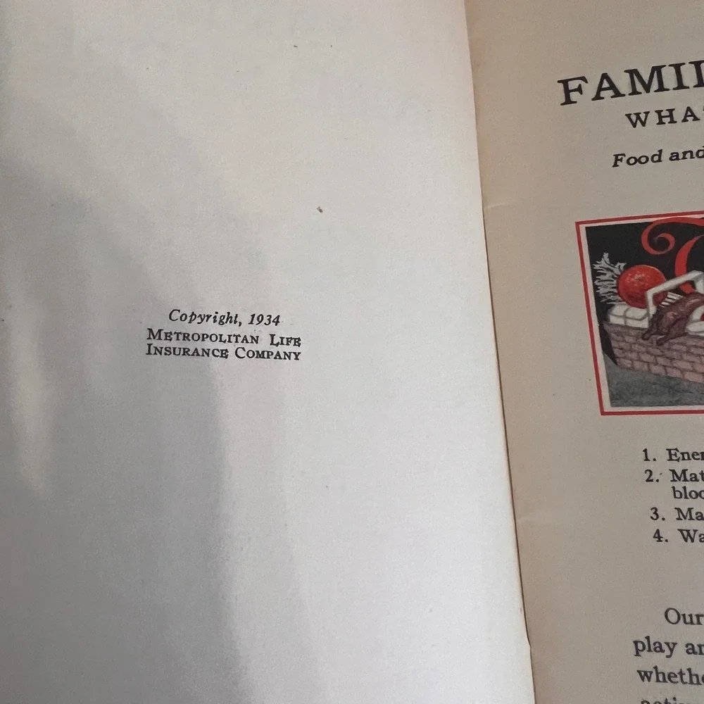 1934 The Family Food Supply Metropolitan Life Insurance Vintage Cookbook Booklet